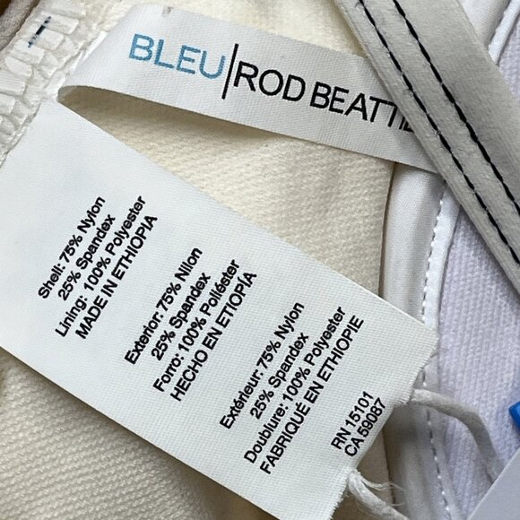 Bleu Rod Beattie Swimsuit 8 White Fine Line Belted One Piece Underwire Resort - Picture 5 of 6